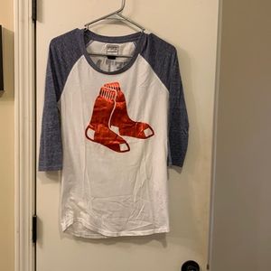 Pink Red Sox baseball sleeve tee
